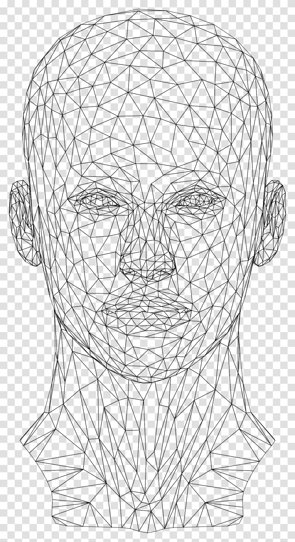 Low Poly Female Head Wireframe Human Head, Gray, World Of Warcraft Transparent Png