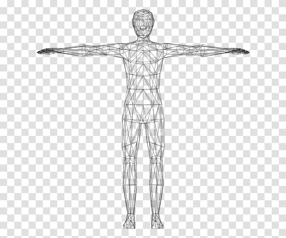 Low Poly Human Male Wireframe Clipart Human Body Clipart, Gray, World Of Warcraft Transparent Png
