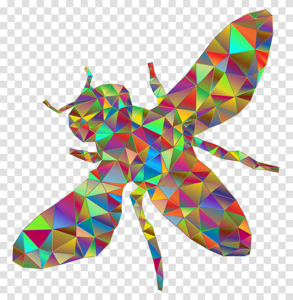Low Poly Prismatic Bee Illustration, Collage, Poster, Advertisement, Pattern Transparent Png