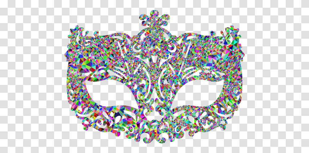 Low Poly Prismatic Carnival Mask Background Masquerade Mask, Pattern, Ornament, Fractal, Rug Transparent Png