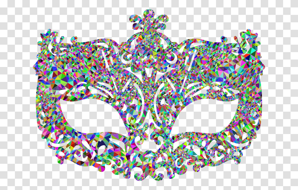 Low Poly Prismatic Carnival Mask, Pattern, Ornament, Fractal, Rug Transparent Png