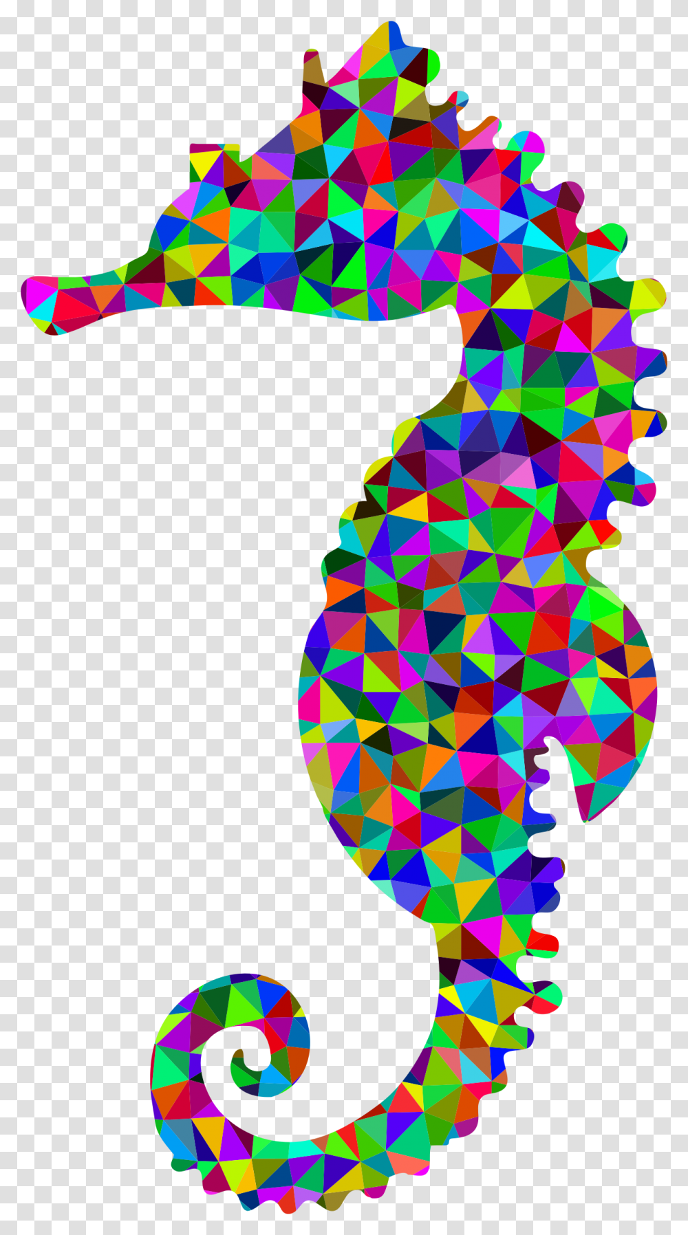 Low Poly Prismatic Seahorse Silhouette 2 Clip Arts Low Polygon Seahorse, Ornament, Pattern, Fractal Transparent Png