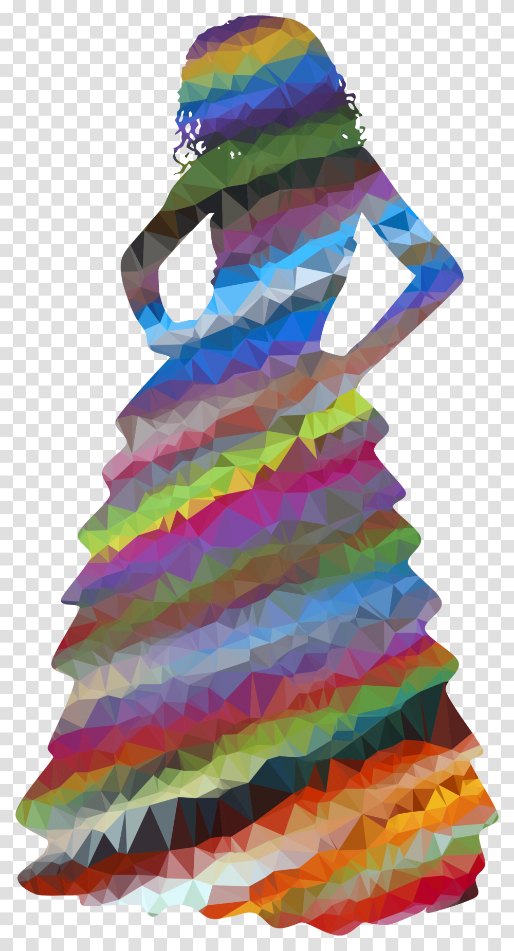 Low Poly Prismatic Streaked Formal Gown Woman Clip Girl In Dress Silhouette, Dance Pose, Leisure Activities Transparent Png