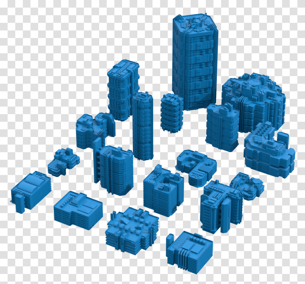 Low Poly Sci Fi Buildings, Toy, Cylinder, City, Urban Transparent Png