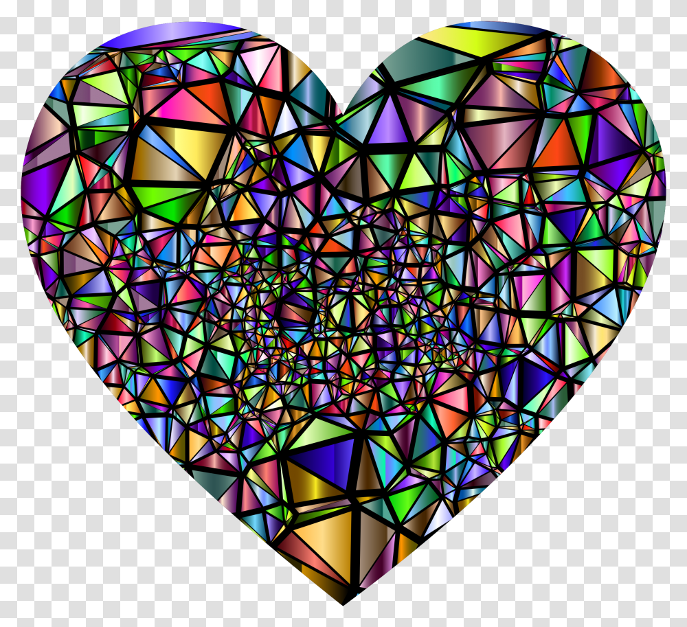 Low Poly Shattered Chromatic Heart With Background Glass Shattered Heart, Lighting, Stained Glass, Diamond, Gemstone Transparent Png
