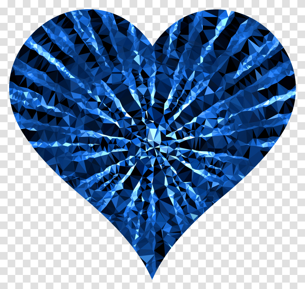 Low Poly Shattered Heart Blue Image Black And White Royal Blue Blue Heart Clipart, Diamond, Gemstone, Jewelry, Accessories Transparent Png