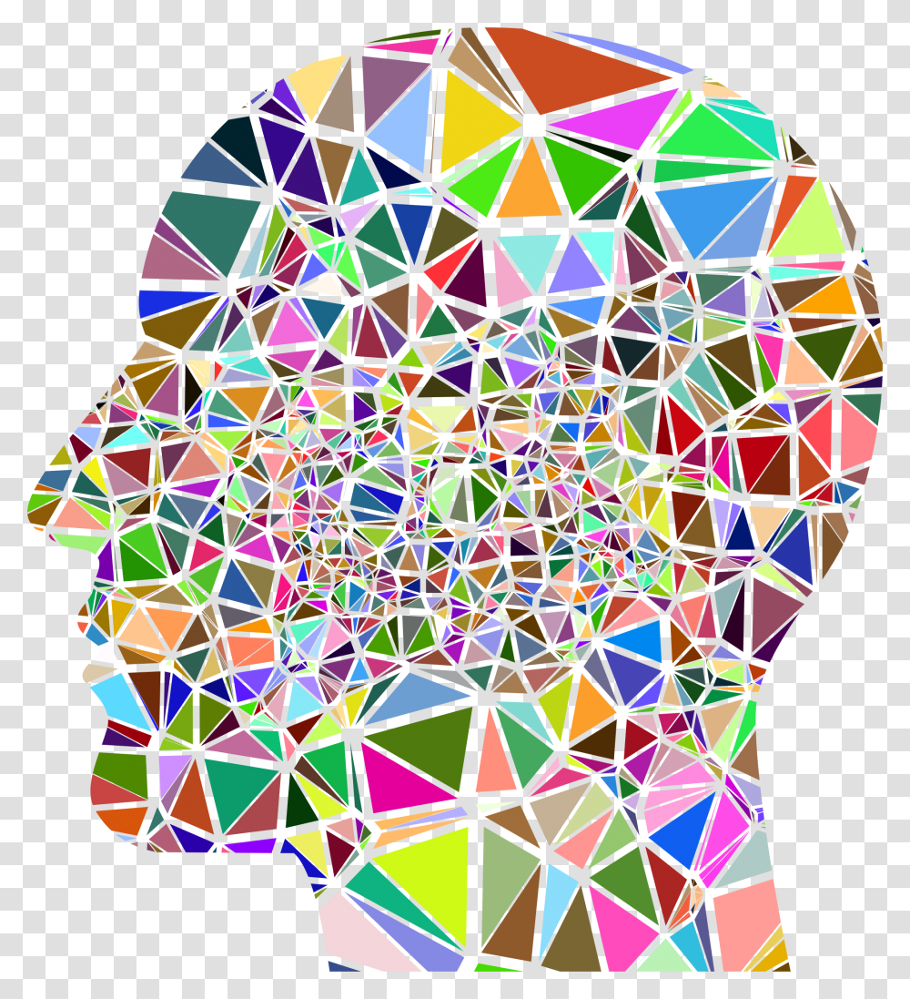 Low Poly Shattered Man Head Silhouette No Background Easter Stained Glass Cross, Lighting, Building, Doodle Transparent Png