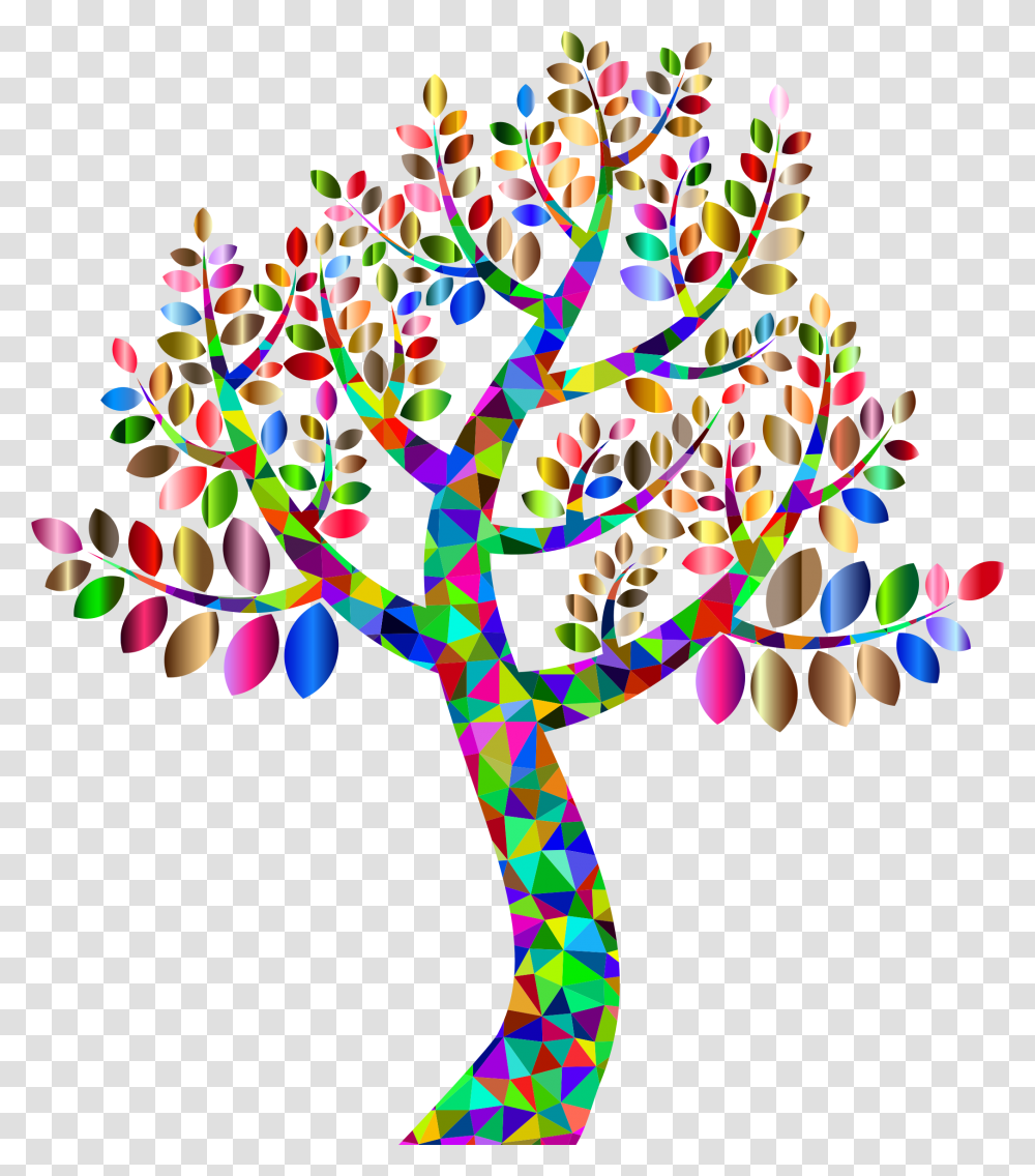 Low Poly Simple Prismatic Tree Clip Arts Colorful Family Tree Clipart, Heart, Purple Transparent Png