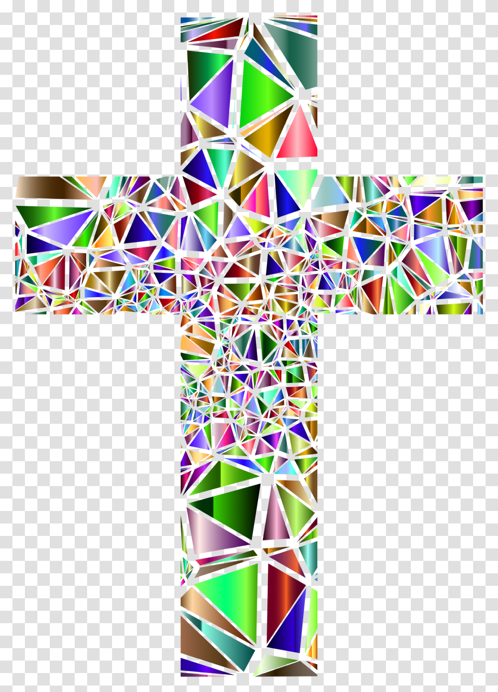 Low Poly Stained Glass Cross 5 No Background Freeuse Stained Glass Cross Clipart, Construction Crane Transparent Png