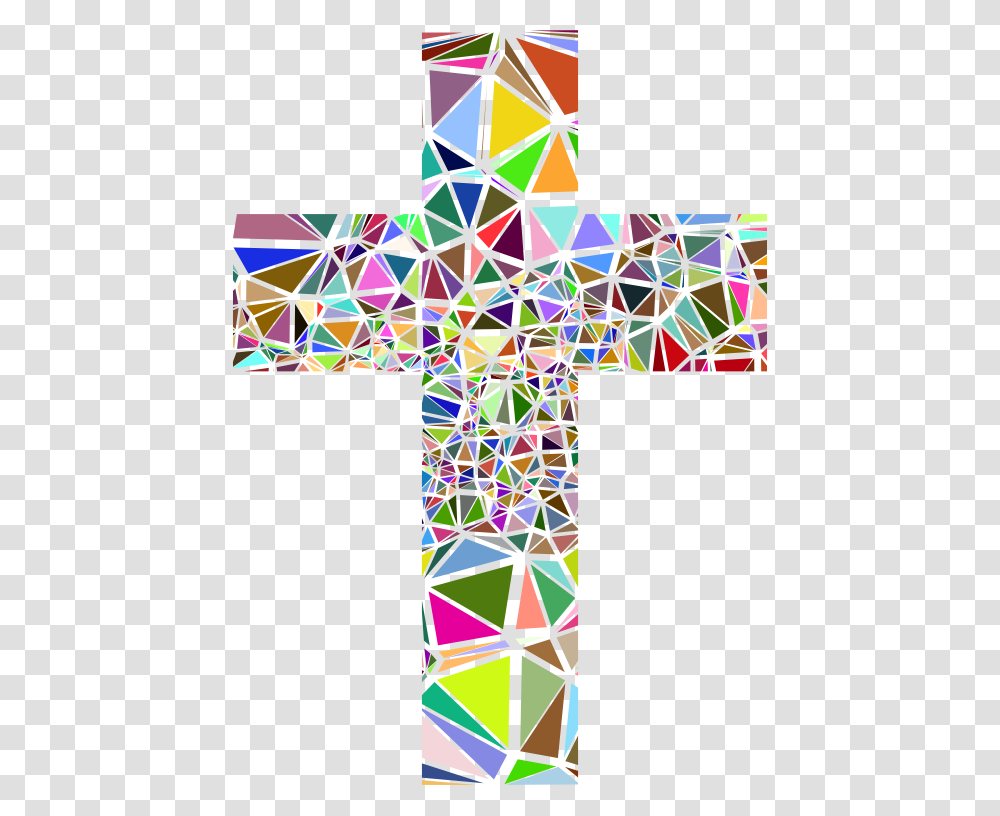 Low Poly Stained Glass Cross Stained Glass Cross Clipart, Construction Crane Transparent Png