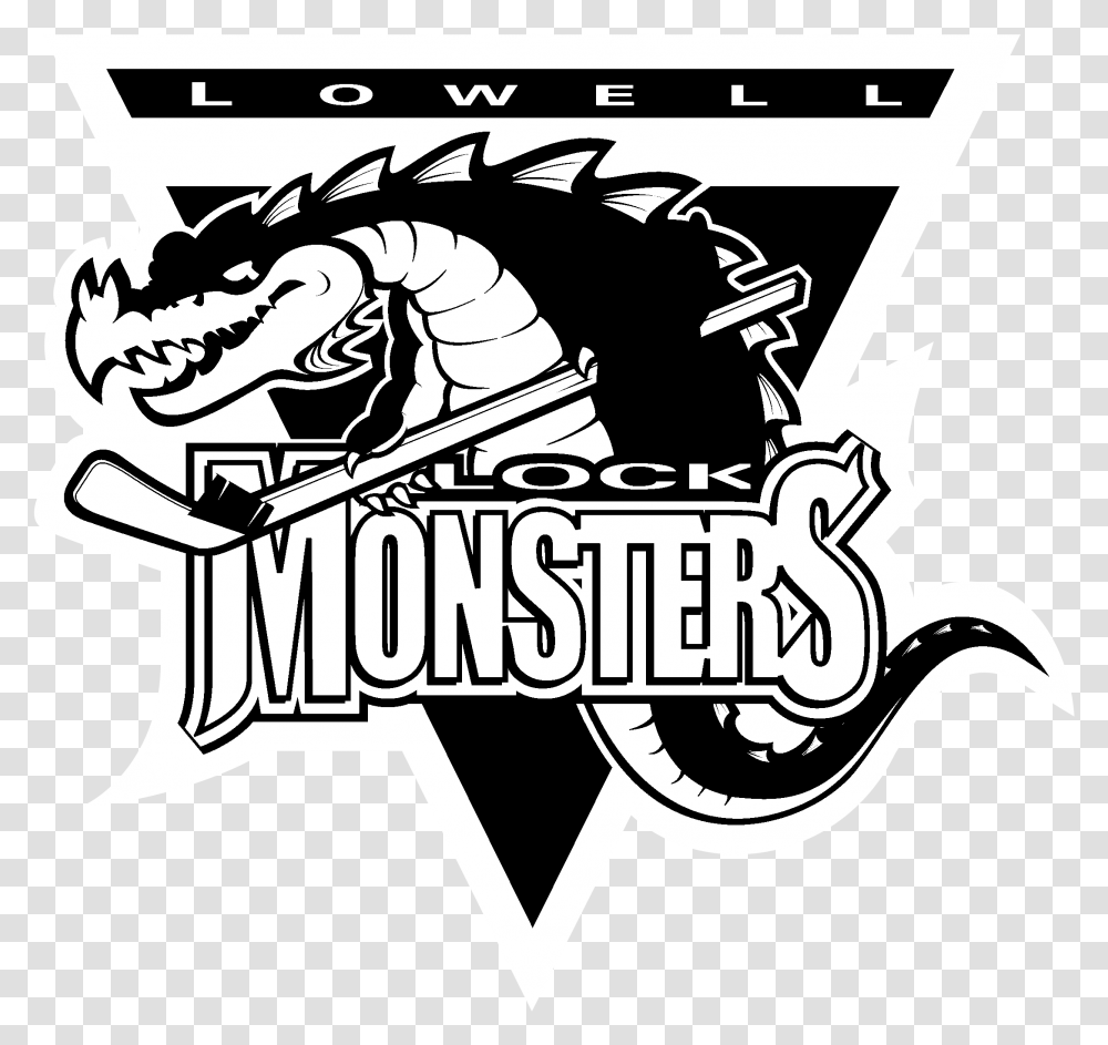 Lowell Lock Monsters Logo Black And White Lowell Lock Monsters Logo, Trademark, Dragon Transparent Png