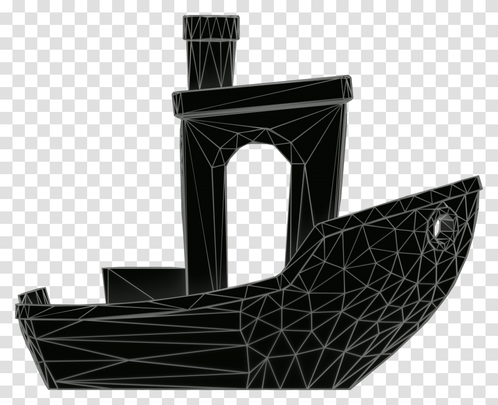 Lowpoly Wireframe Dark Side View Benchy Side View, Furniture, Tabletop, Staircase, Cradle Transparent Png
