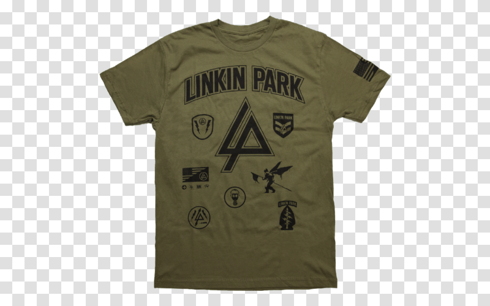 Lp Patches Military Green Tee Accesorios De Linkin Park, Apparel, T-Shirt, Jersey Transparent Png