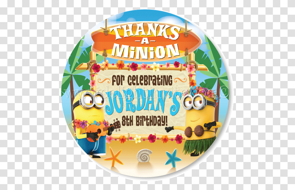 Luau Pool Party Minions Favor Tags Despicable Me, Birthday Cake, Dessert, Food, Leisure Activities Transparent Png