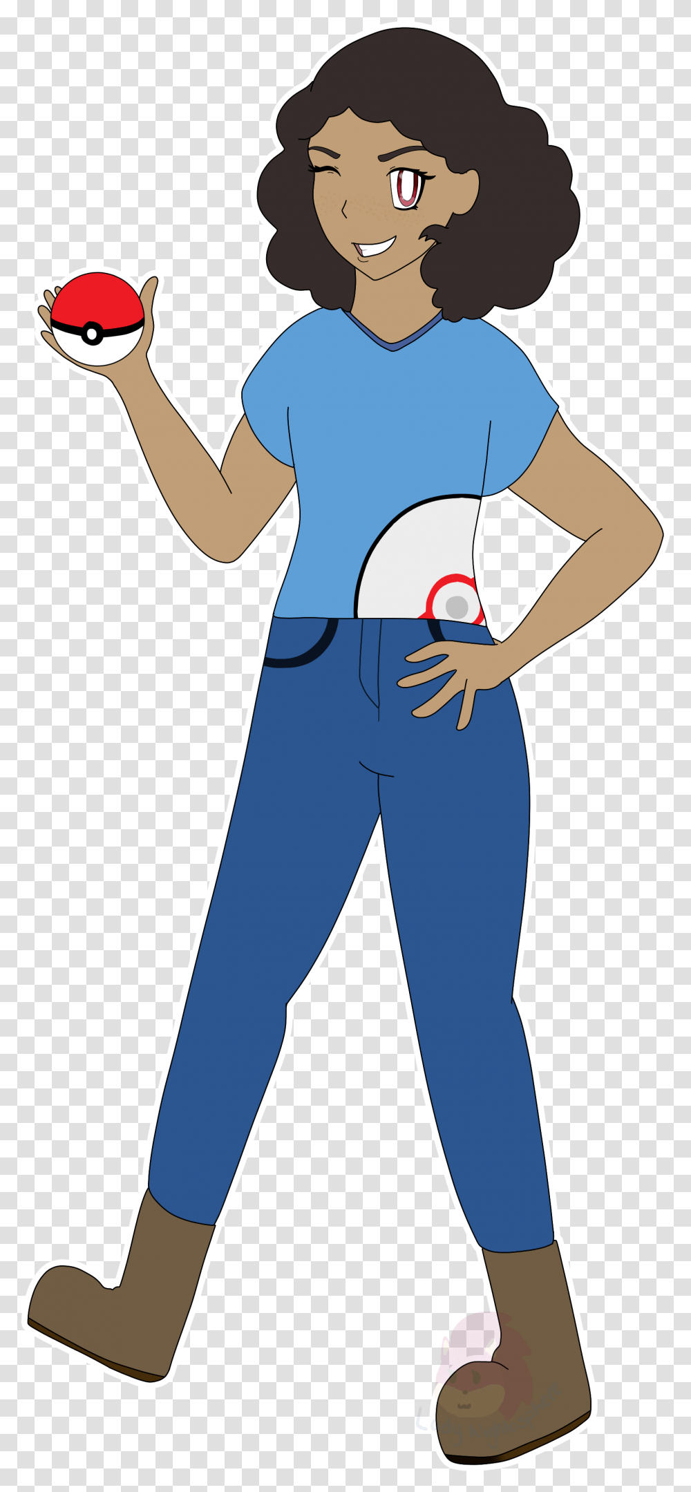 Lucario Image Trainer Lady Pokemon, Standing, Person, Pants, Clothing Transparent Png