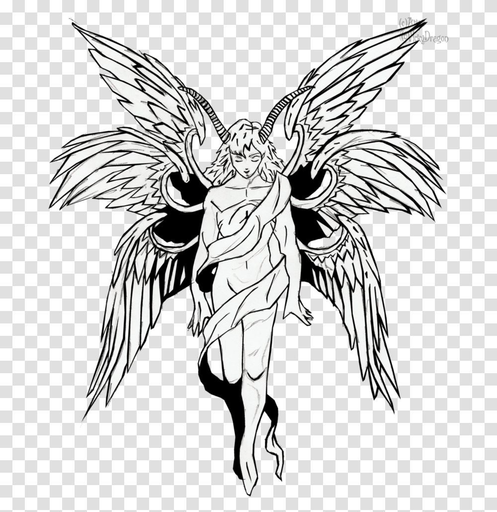 Lucifer Line Art Michael Fallen Angel Dr 986534, Stencil, Symbol, Archangel, Bird Transparent Png