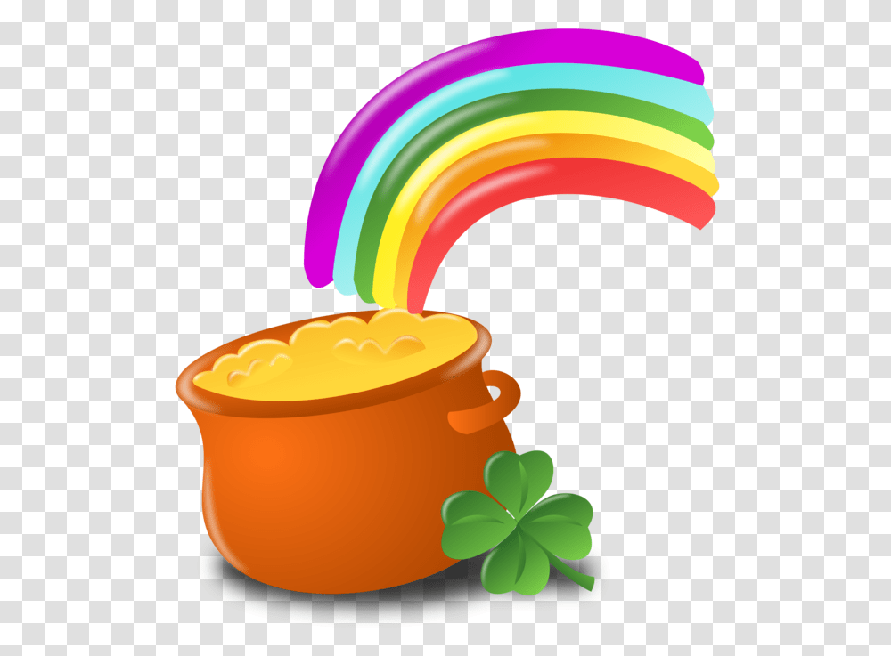 Luck Rainbow Gold Pot Four Leaf Clover Shamrock St Patricks Day Clipart, Boiling, Bowl Transparent Png