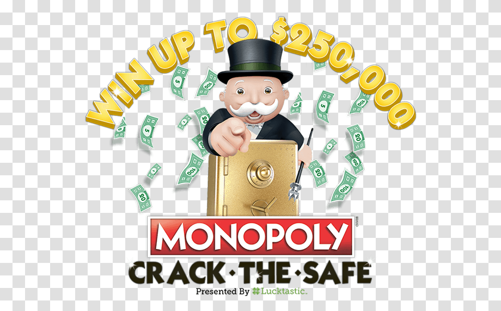 Lucktastic Monopoly Crack The Safe Contest Sweepstakes Cartoon, Person, Human, Performer, Magician Transparent Png