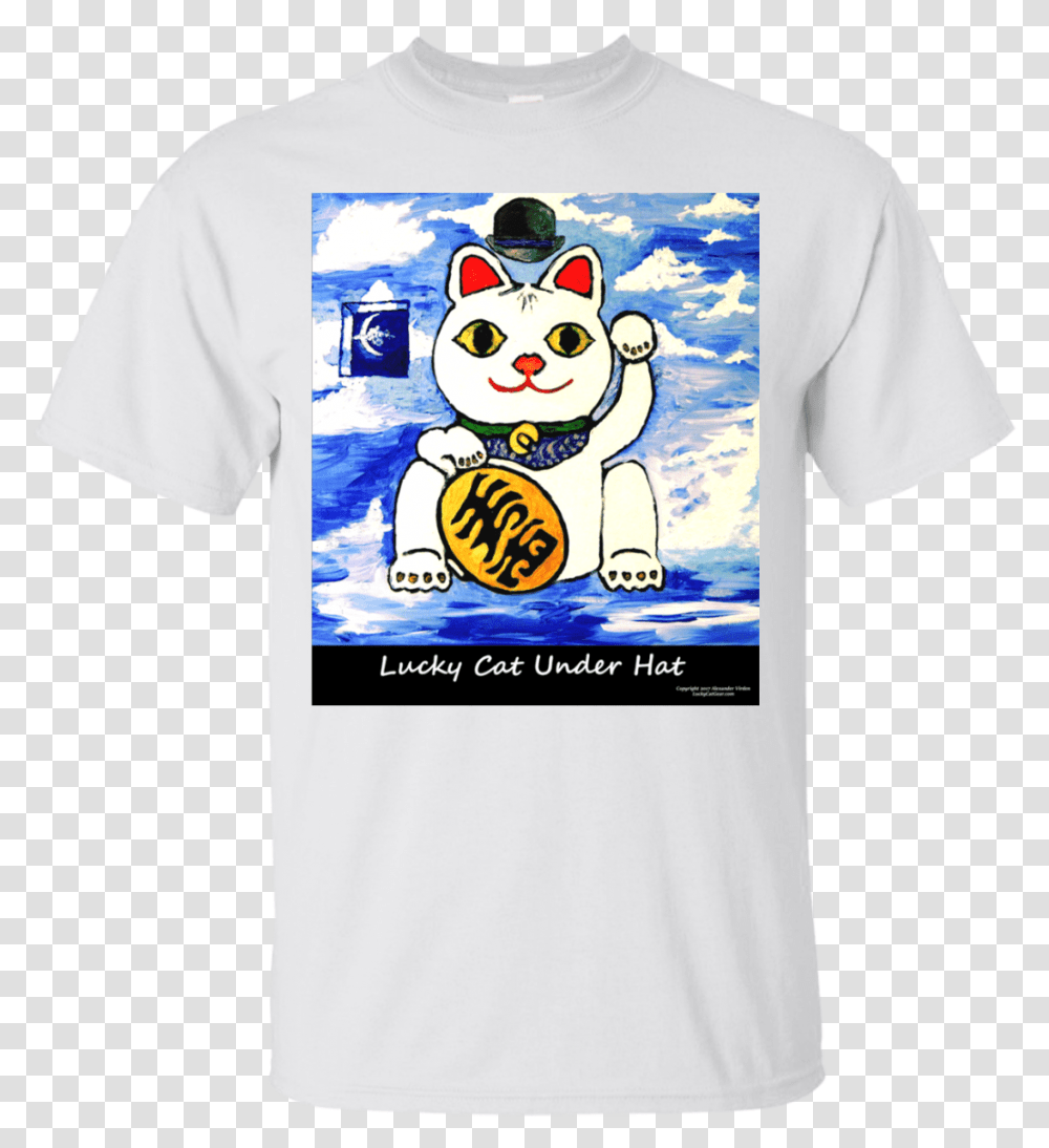 Lucky Cat Under Hat Cotton T Shirt In 5 Colors, Apparel, T-Shirt, Label Transparent Png