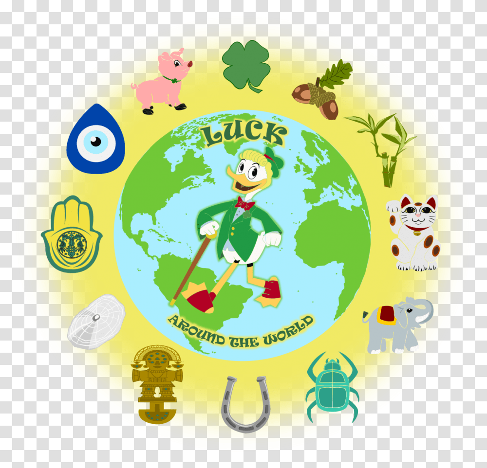 Lucky Charms From Different Countries World Map, Frisbee, Toy, Cat, Pet Transparent Png
