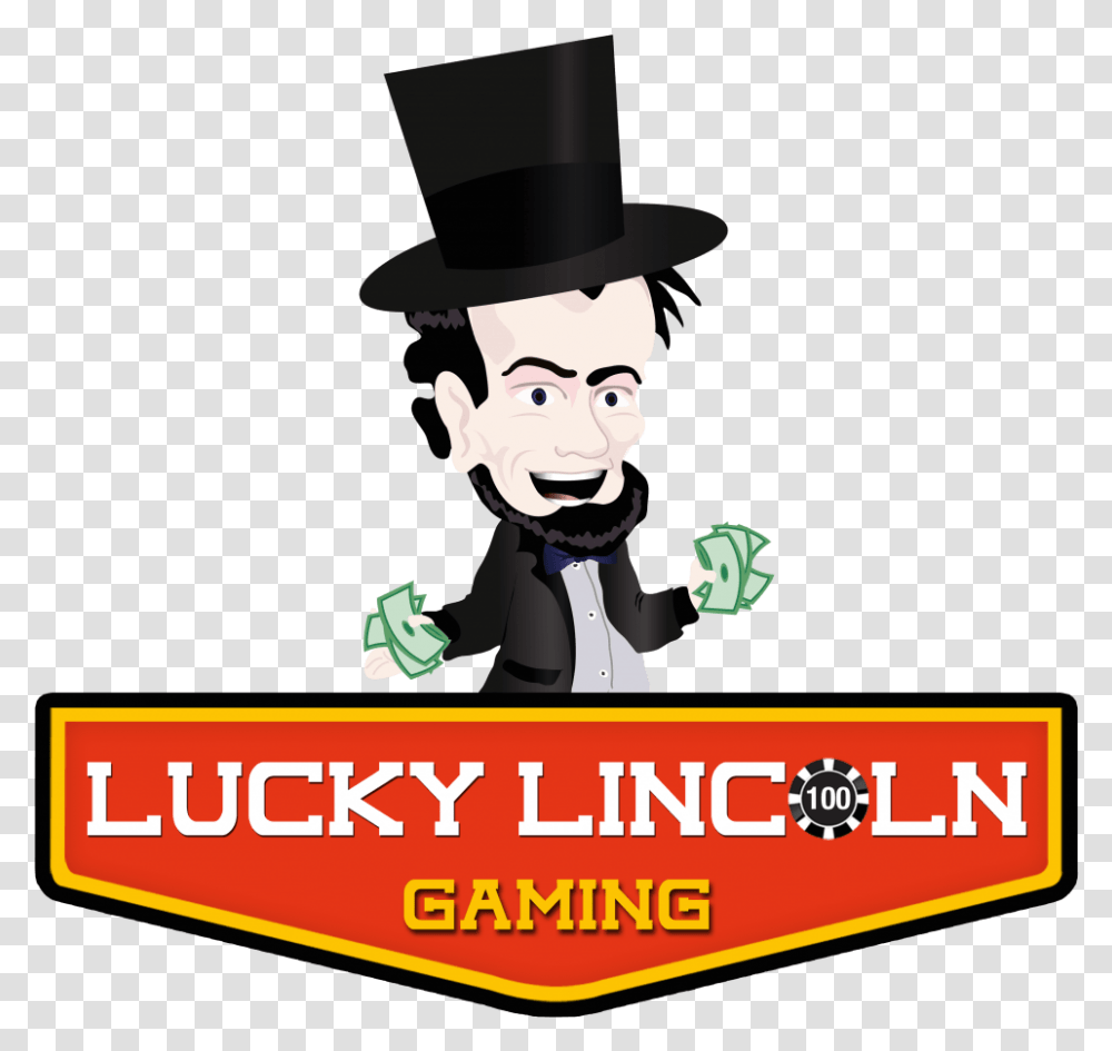 Lucky Lincoln Gaming Logo, Performer, Person, Human, Magician Transparent Png