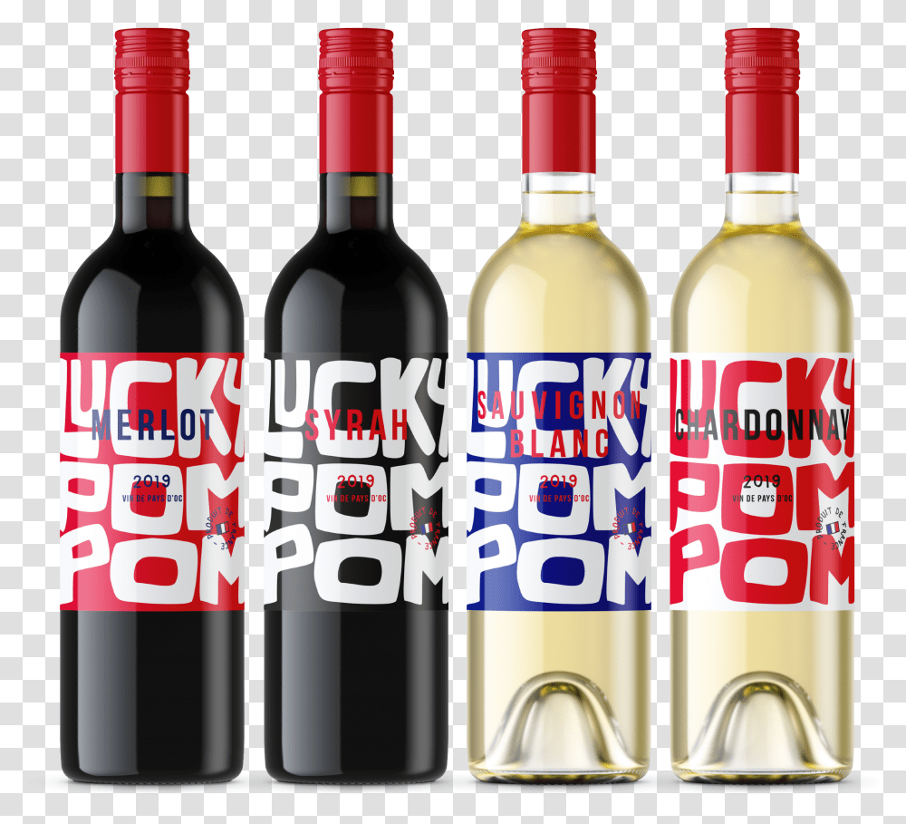 Lucky Pom Pom Glass Bottle, Wine, Alcohol, Beverage, Drink Transparent Png