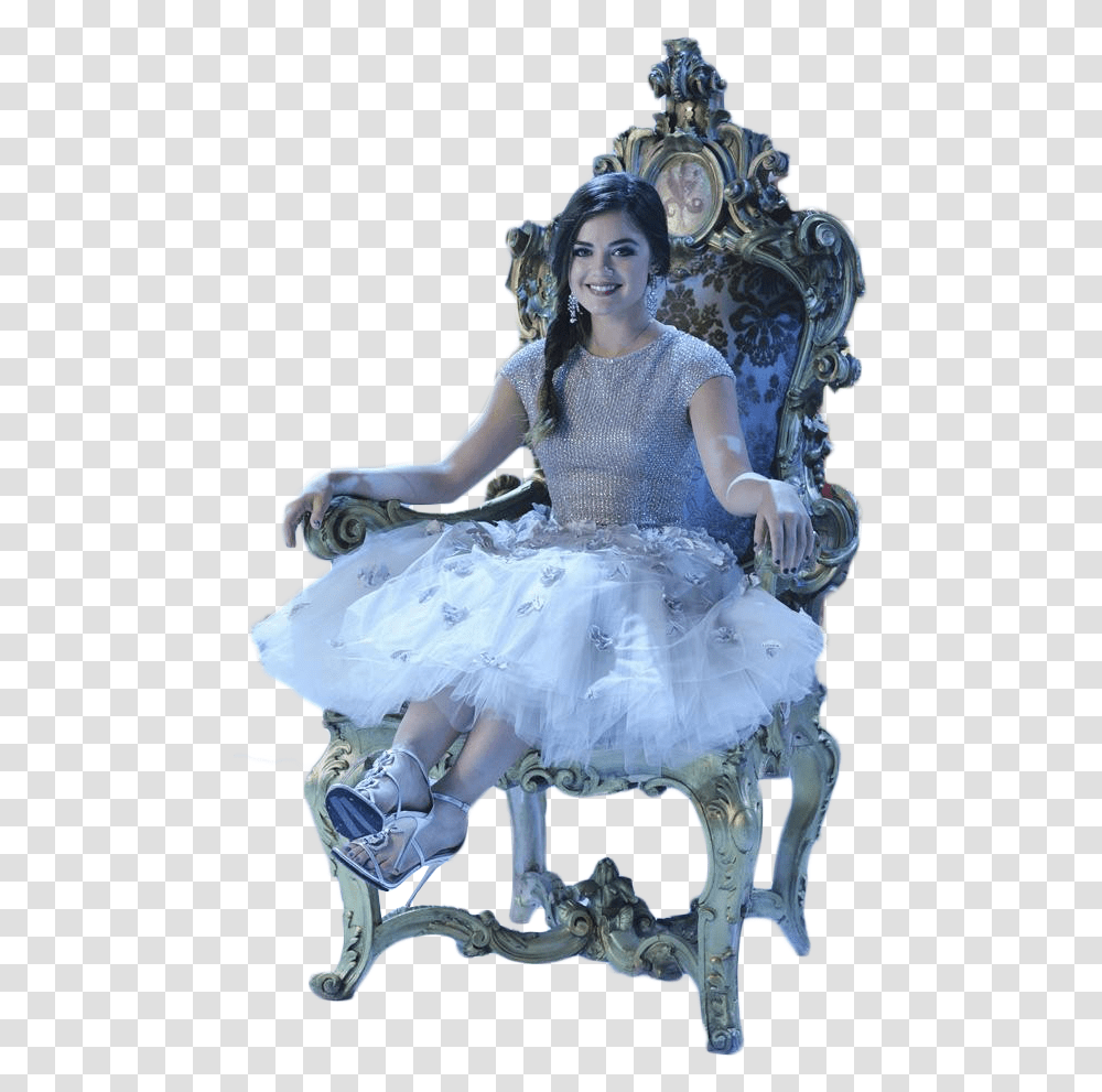 Lucy Hale Discovered Pretty Little Liars Aria Christmas, Furniture, Chair, Person, Costume Transparent Png