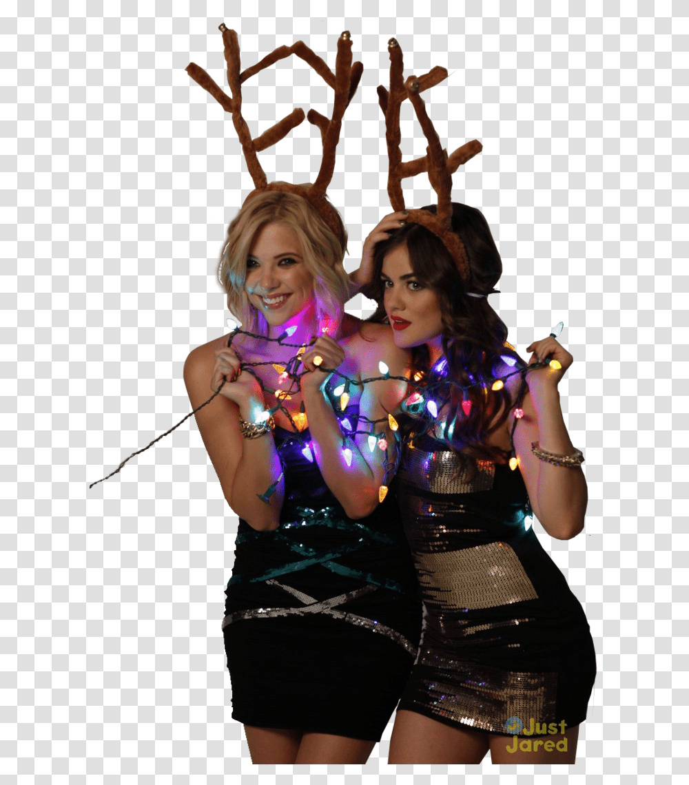 Lucy Hale E Ashley Benson Pll Christmas Photoshoot, Person, Leisure Activities, Light, Costume Transparent Png