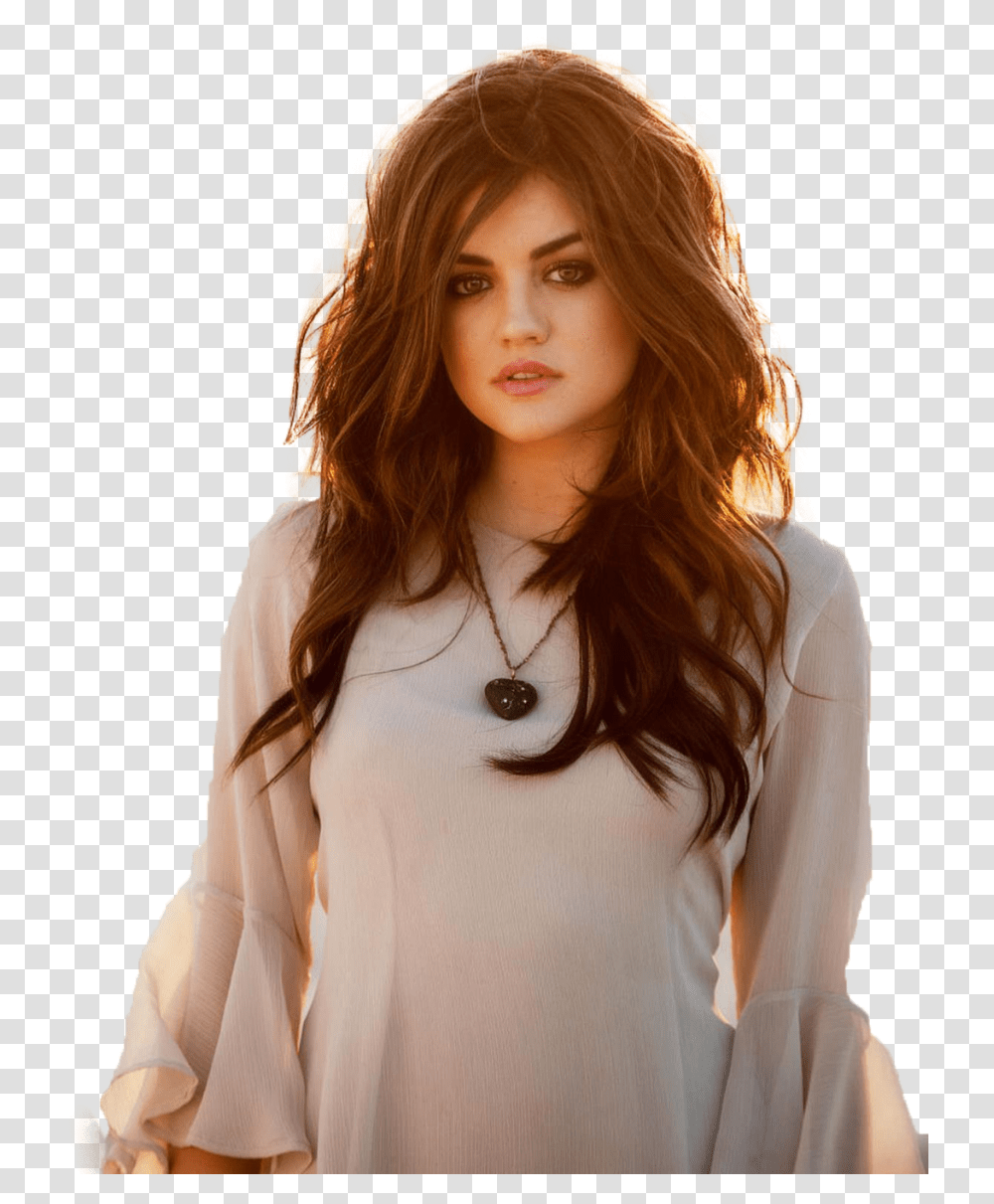 Lucy Hale Hair Long Hair Lucy Hale, Clothing, Sleeve, Person, Blouse Transparent Png