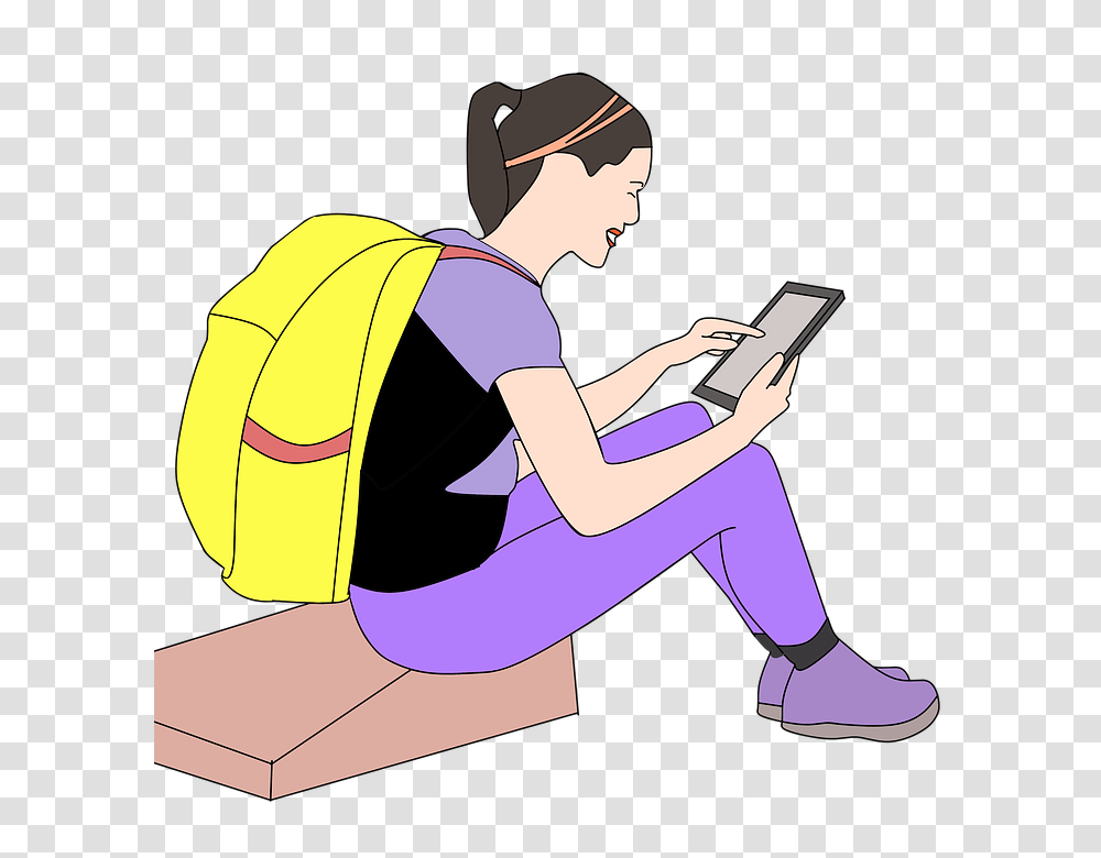 Luggage Clipart Girl, Person, Human, Sitting, Female Transparent Png