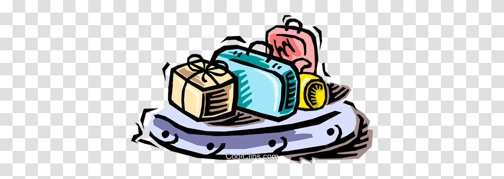 Luggage On A Carousel Royalty Free Vector Clip Art Illustration, Appliance, Vehicle, Transportation Transparent Png