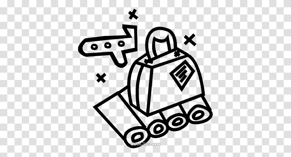 Luggage On Conveyor Belt Royalty Free Vector Clip Art Illustration, Cowbell, Lawn Mower, Tool Transparent Png
