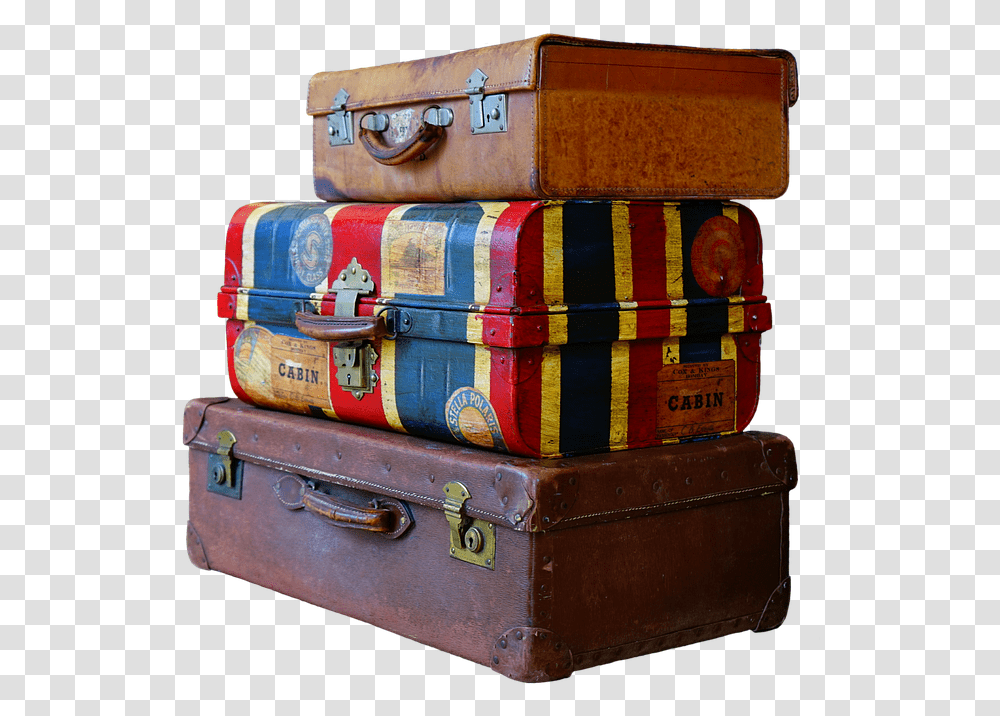 Luggage Stack Old Antique Old Travel Bag, Suitcase Transparent Png