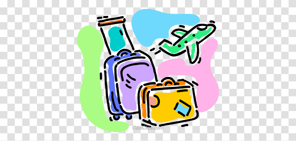 Luggage With An Airplane Taking Off Royalty Free Vector Clip Art, Bag, Drawing Transparent Png