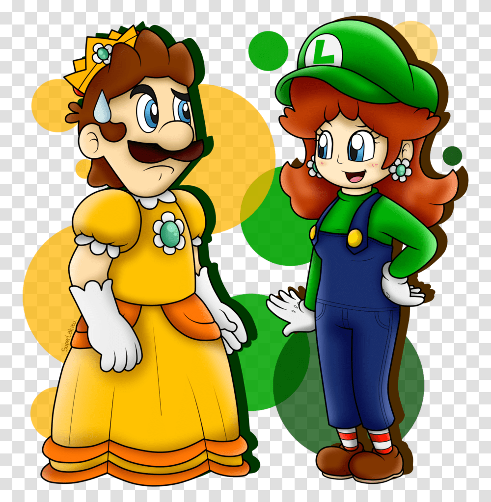 Luigi Drawing Video Game Super Mario Luigi And Daisy Luigi Con Daisy Mario, Elf, Person, Human, Mascot Transparent Png