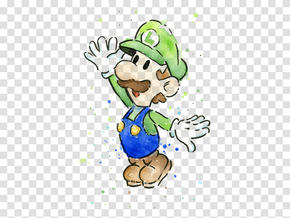 Luigi Watercolor Beach Towel Luigi Art, Super Mario, Graphics, Person, Human Transparent Png