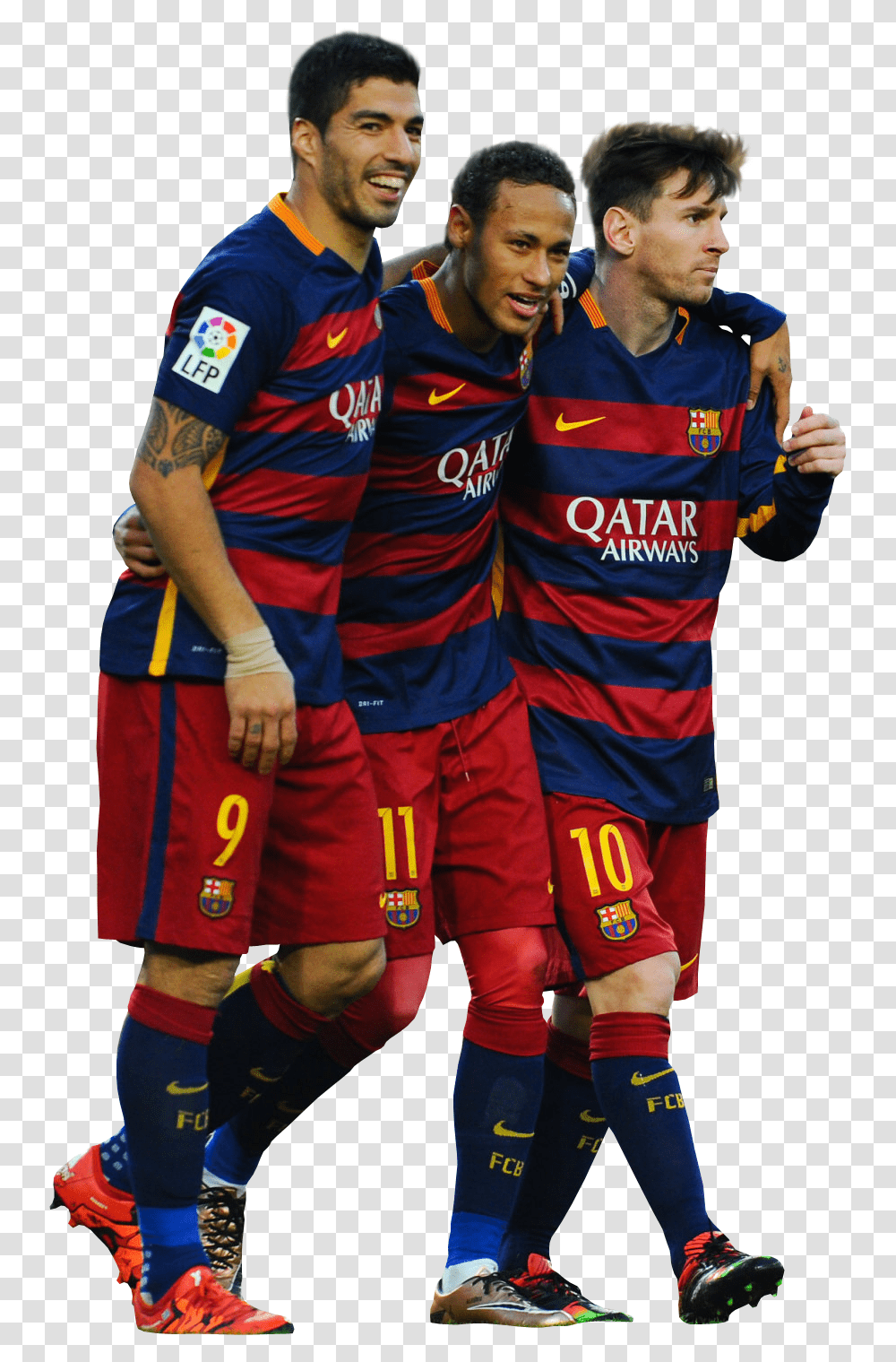 Luis Suarez Neymar & Lionel Messi Football Render 19180 Neymar Et Messi Et Suarez, Person, Shoe, Clothing, People Transparent Png