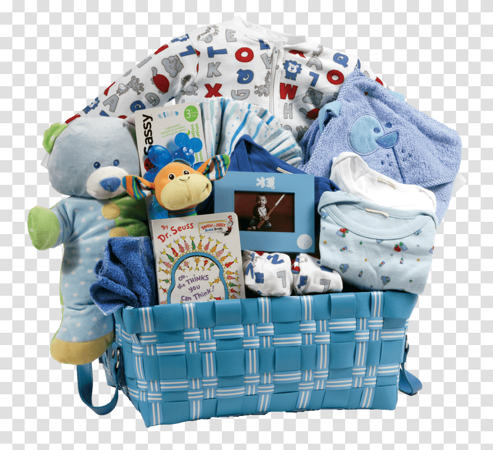 Lullaby Baby Gift Basket With Ribbon Plush, Diaper, Laundry, Toy, Blanket Transparent Png