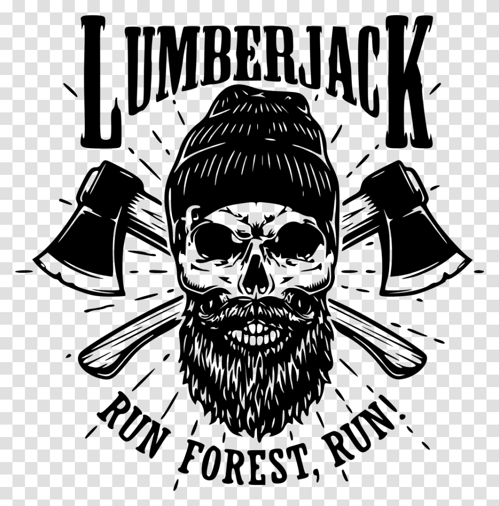 Lumberjack Clipart Forest Man Skull With Beard And Beanie, Spider Web, Silhouette Transparent Png