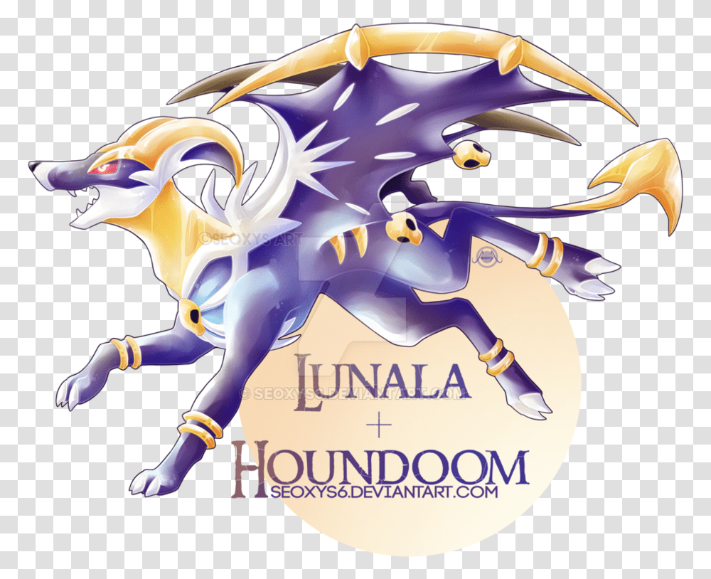 Lunala X Houndoom By Seoxys6 Cut Pokemon Fusion, Dragon, Person, Human Transparent Png