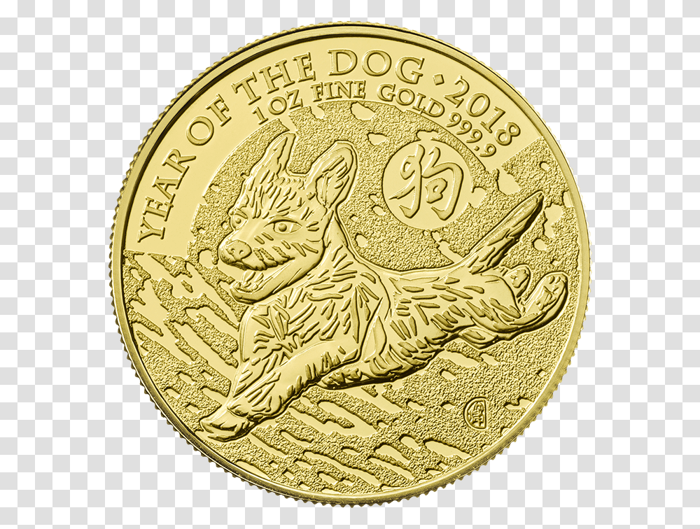 Lunar 2018 Year Of The Dog 1 Oz Gold CoinSrc Https Royal Mint Year Of The Dog, Money, Rug Transparent Png