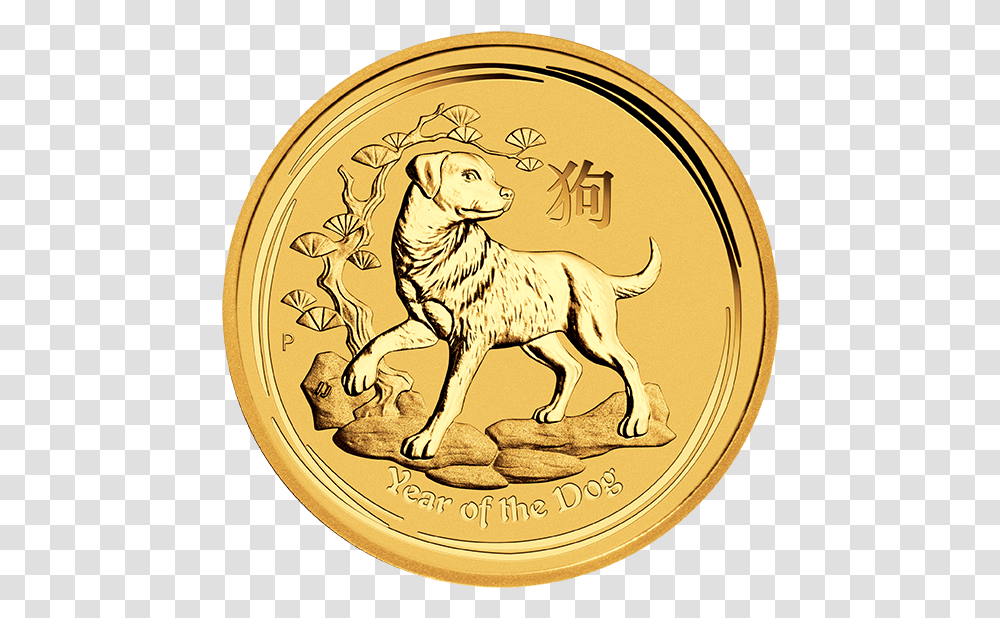 Lunar Ii Dog 110oz Gold Coin 2018 Front 2018 Lunar Gold Coin, Money, Pet, Canine, Animal Transparent Png