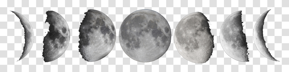 Lunar Phase New Moon Full Moon Moon Phases Background, Nature, Outdoors, Outer Space, Night Transparent Png