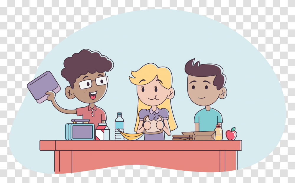 Lunch Student Cartoon Have Lunch, Drawing, Female, Girl, Teen Transparent Png