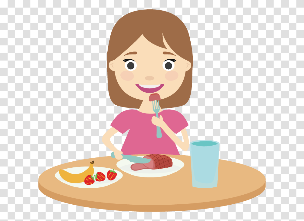 Lunch Vector Eating Healthy Foods Clipart, Meal, Girl, Female, Sitting Transparent Png