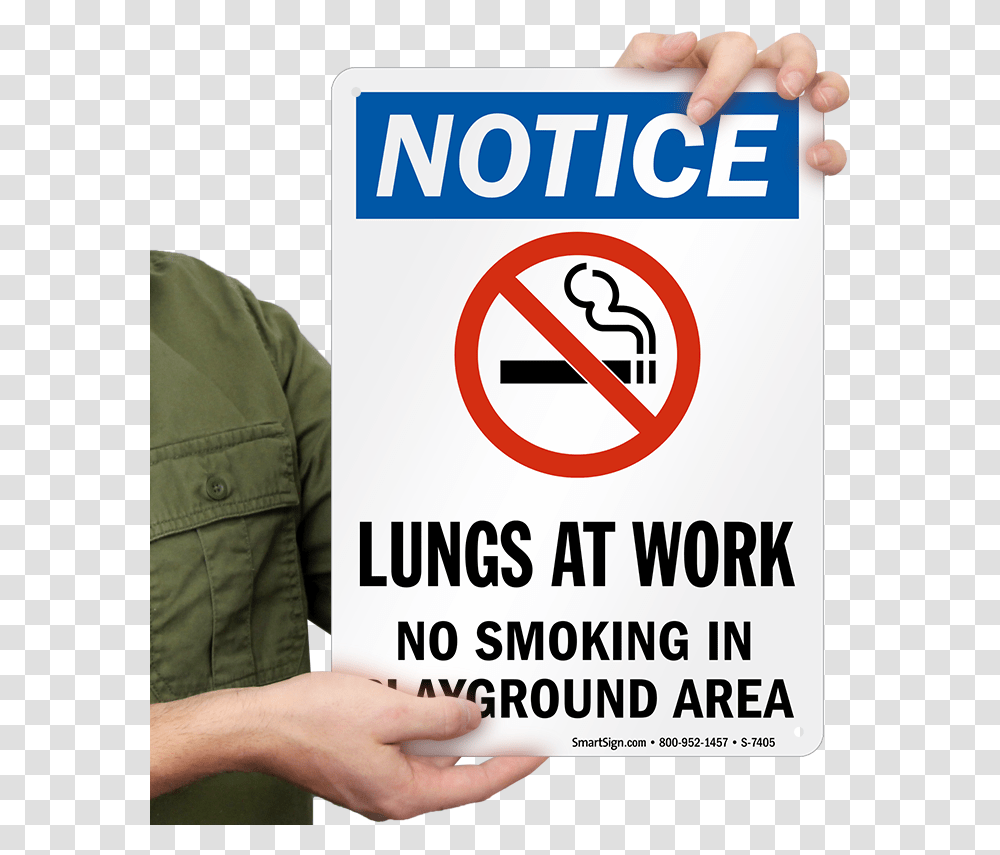 Lungs At Work No Smoking In Playground Area Notice No Smoking Indoor Sign, Person, Military Uniform Transparent Png