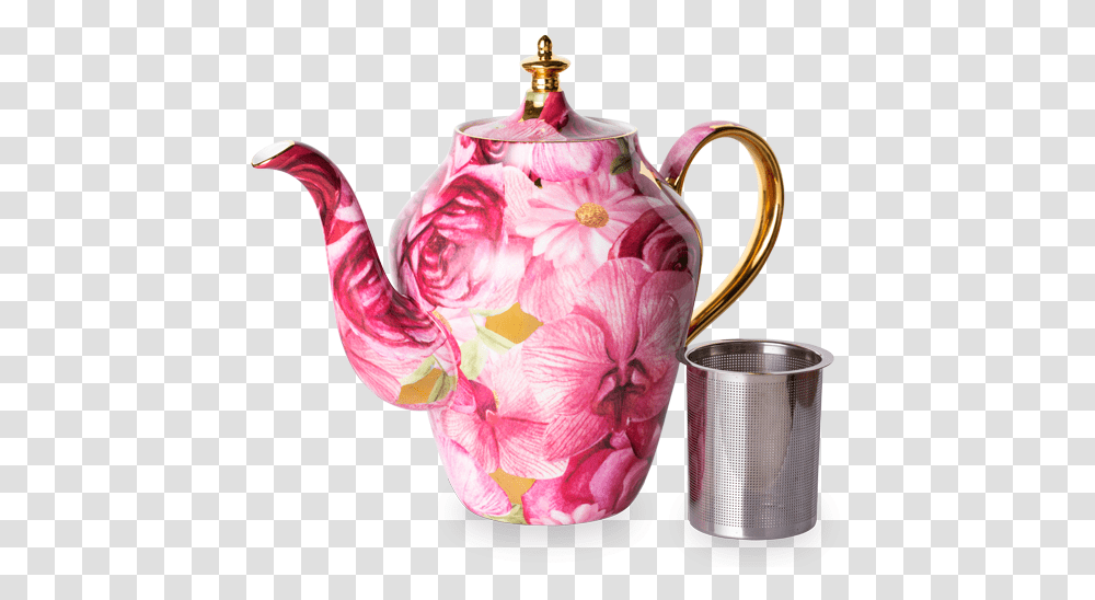 Luscious Orchid Rose Teapot Teapot, Pottery, Flower, Plant, Blossom Transparent Png