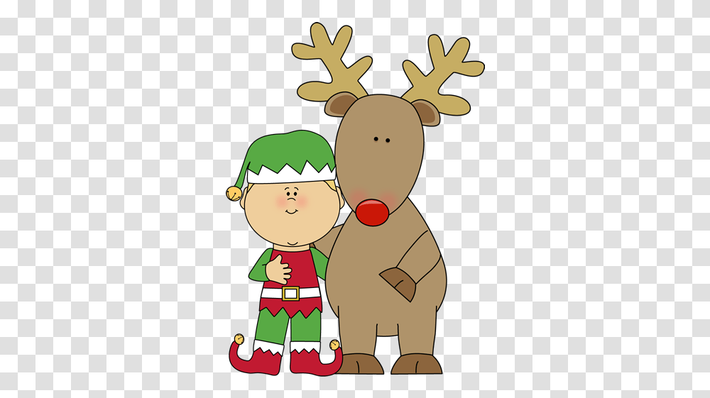 Lutin Et Renne ... Christmas Card Ornaments Elf Christmas Clipart For Kids, Aardvark, Wildlife, Mammal, Animal Transparent Png
