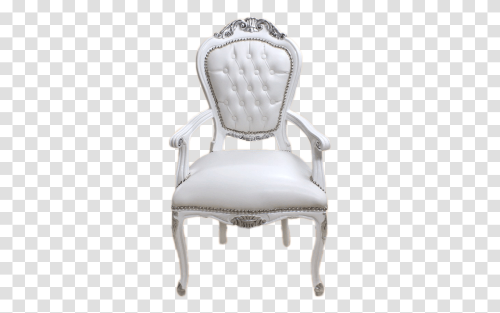 Luxury Armchair Whiteampsilver Frame White Leather Chair, Furniture, Throne Transparent Png
