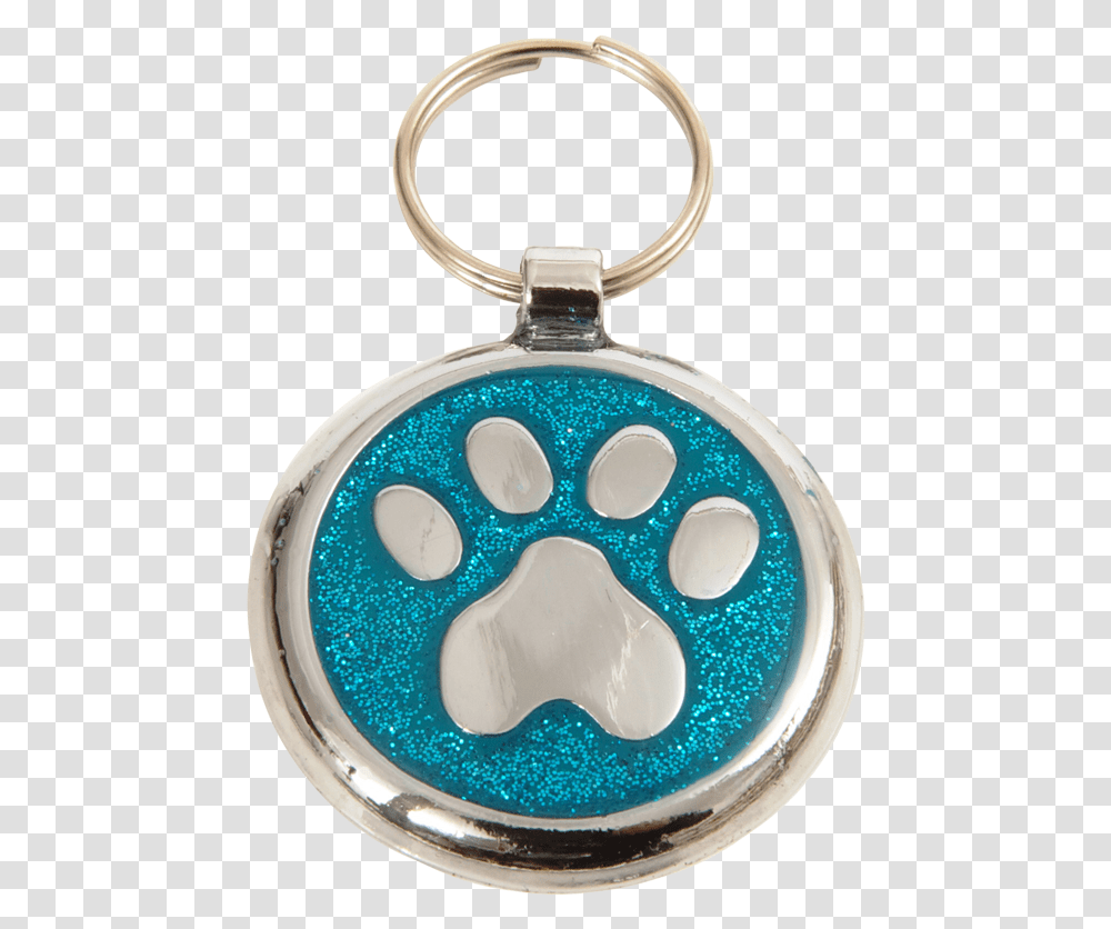 Luxury Designer Dog Tag Glitter Azure Blue Paw Print Keychain, Pendant, Locket, Jewelry, Accessories Transparent Png